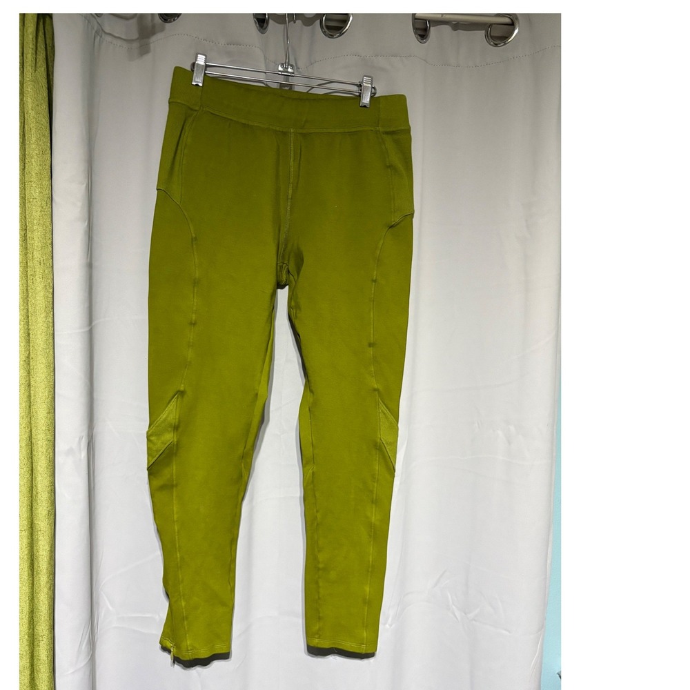 Free People Movement Leggings Women M High Rise Chartreuse Ribbed Ankle Zip Yoga